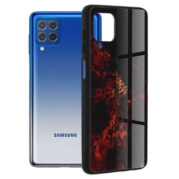 Husa cu spate din sticla techsuit - glaze series - samsung galaxy f62 / m62 - red nebula