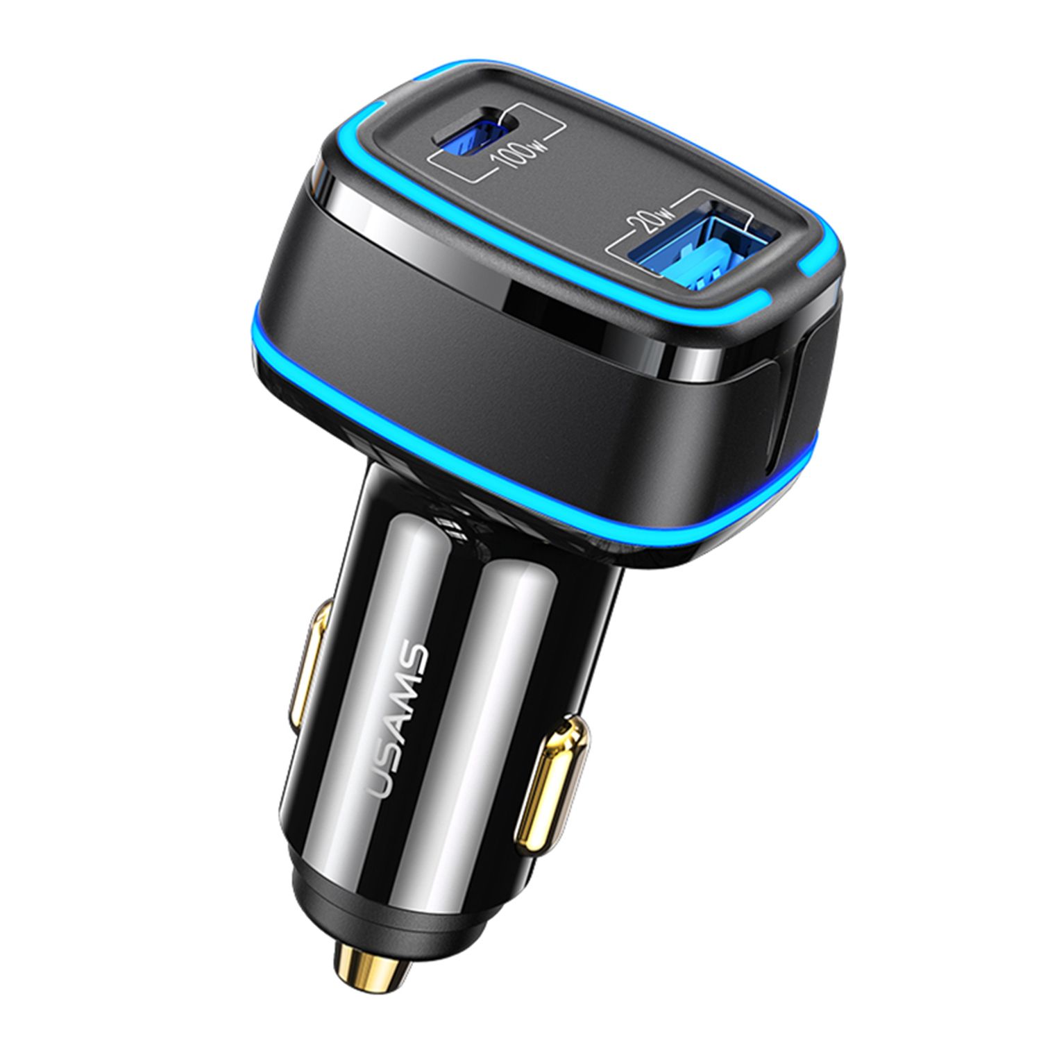 Incarcator auto USAMS Type-C PD100W + USB 20W, negru, US-CC142 fotografia produsului