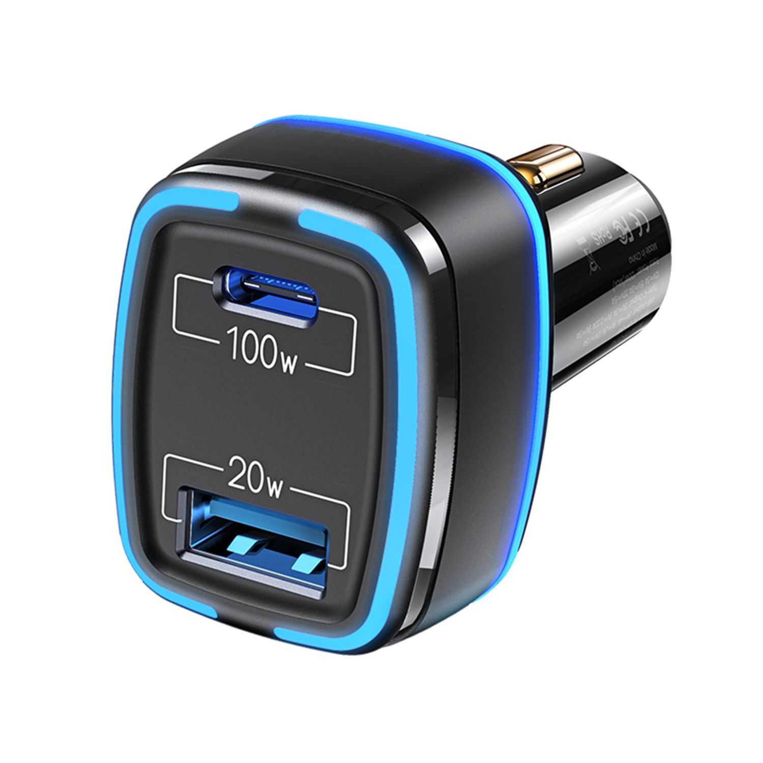 Incarcator auto USAMS Type-C PD100W + USB 20W, negru, US-CC142 fotografia produsului View 3 L
