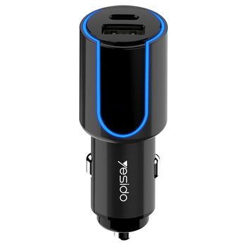Incarcator auto yesido y32, usb-a qc3.0 18w, type-c pd 18 w, 3 a, negru