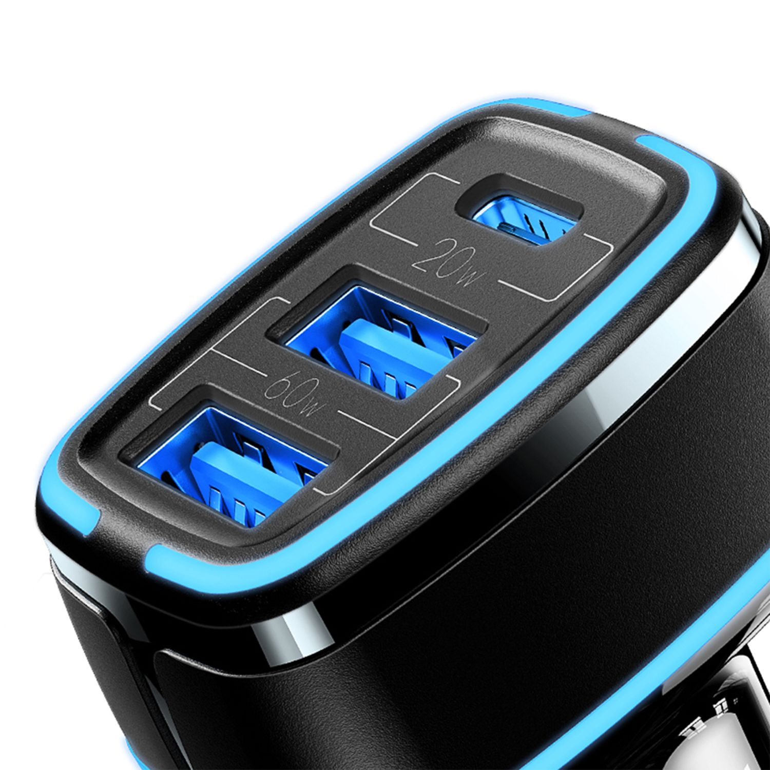 Incarcator auto USAMS Type-C + 2 x USB, 80 W, negru, US-CC126 fotografia produsului View 2 L