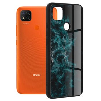Husa cu spate din sticla techsuit - glaze series - xiaomi redmi 9c - blue nebula