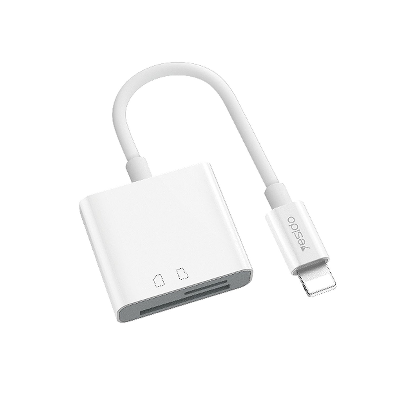 Adaptor iPhone, card reader SD, MicroSD Yesido GS11, plug & play, alb fotografia produsului