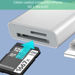 Adaptor iPhone, card reader SD, MicroSD Yesido GS11, plug & play, alb fotografia produsului View 2 S