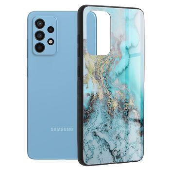 Husa cu spate din sticla techsuit - glaze series - samsung galaxy a52 5g - blue ocean