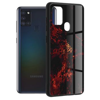 Husa cu spate din sticla techsuit - glaze series - samsung galaxy a21s - red nebula