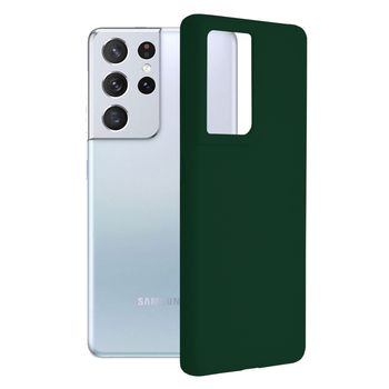 Husa premium techsuit - soft edge silicone - samsung galaxy s21 ultra - dark green
