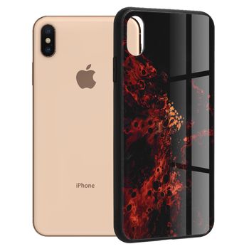 Husa cu spate din sticla techsuit - glaze series - iphone xs max - red nebula