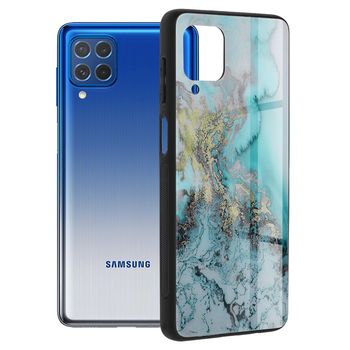 Husa cu spate din sticla techsuit - glaze series - samsung galaxy f62 / m62 - blue ocean