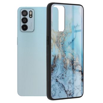 Husa cu spate din sticla techsuit - glaze series - oppo reno 6 5g - blue ocean