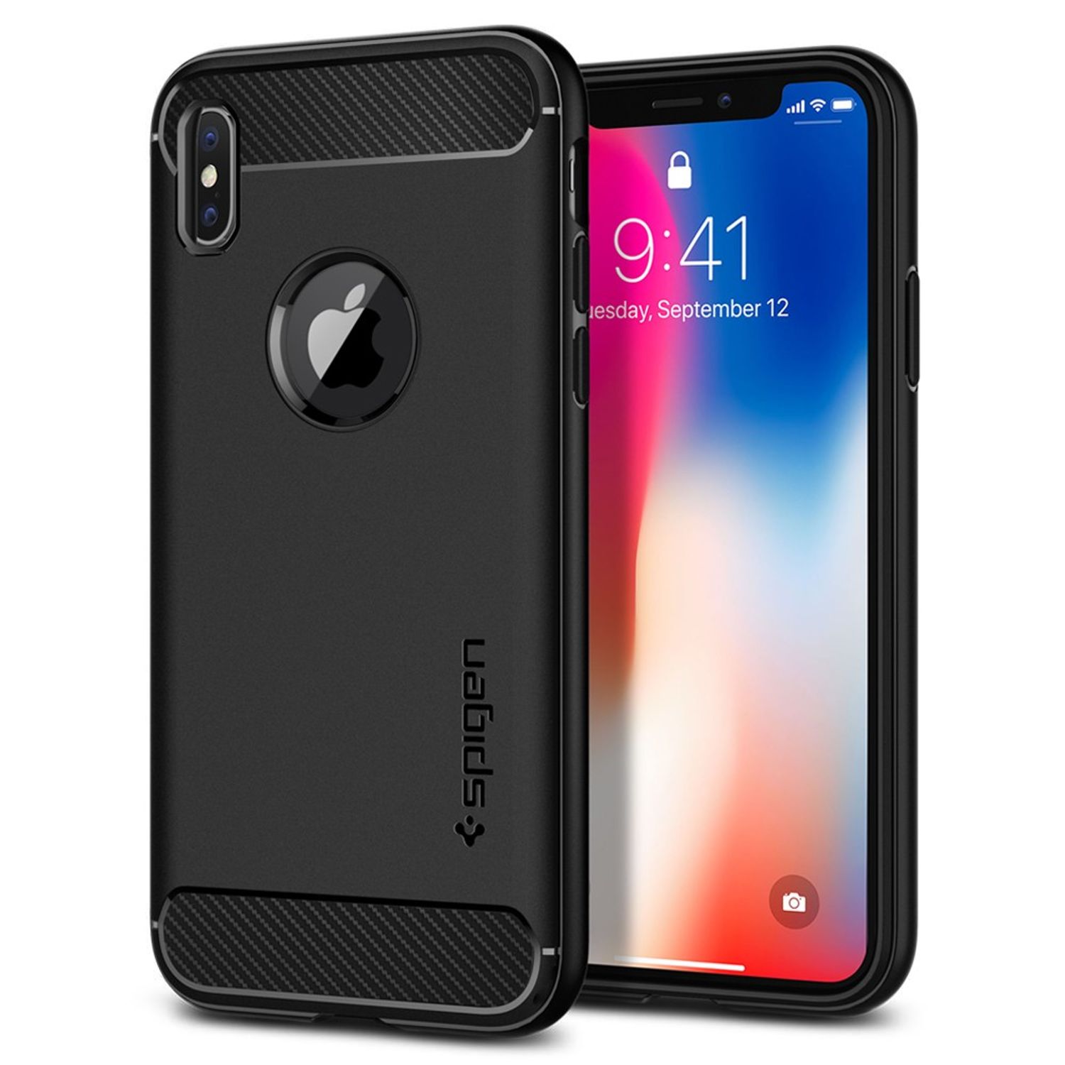 Husa premium Rugged Armor compatibila cu iPhone X / XS, Negru fotografia produsului
