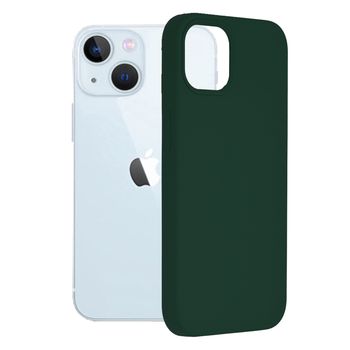 Husa premium techsuit - soft edge silicone - iphone 13 - dark green