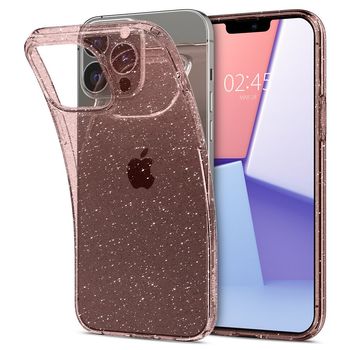 Husa premium liquid crystal compatibila cu iphone 13 pro max, glitter rose