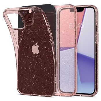 Husa premium liquid crystal compatibila cu iphone 13 mini, glitter rose