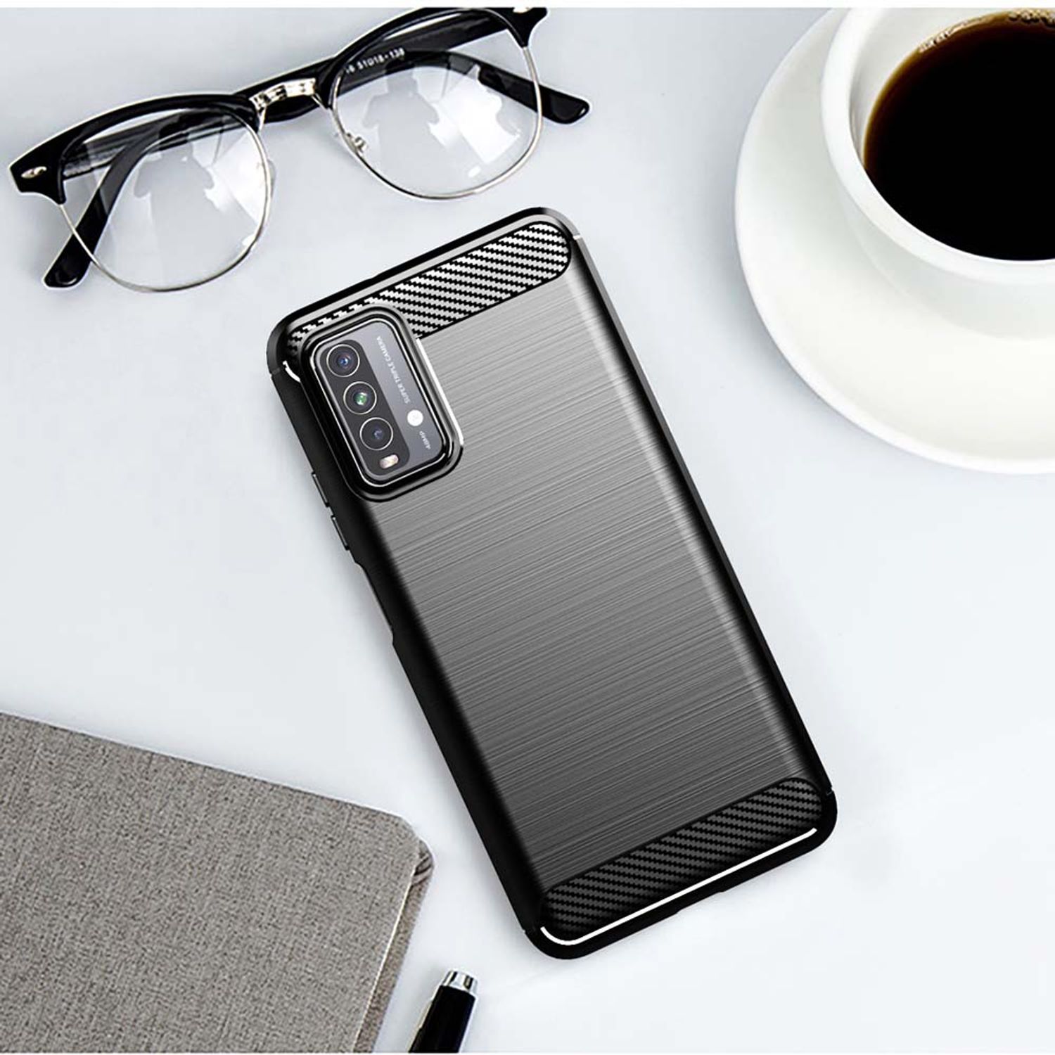 Husa Techsuit - Carbon Silicone - Xiaomi Redmi 9T - Black fotografia produsului View 2 L