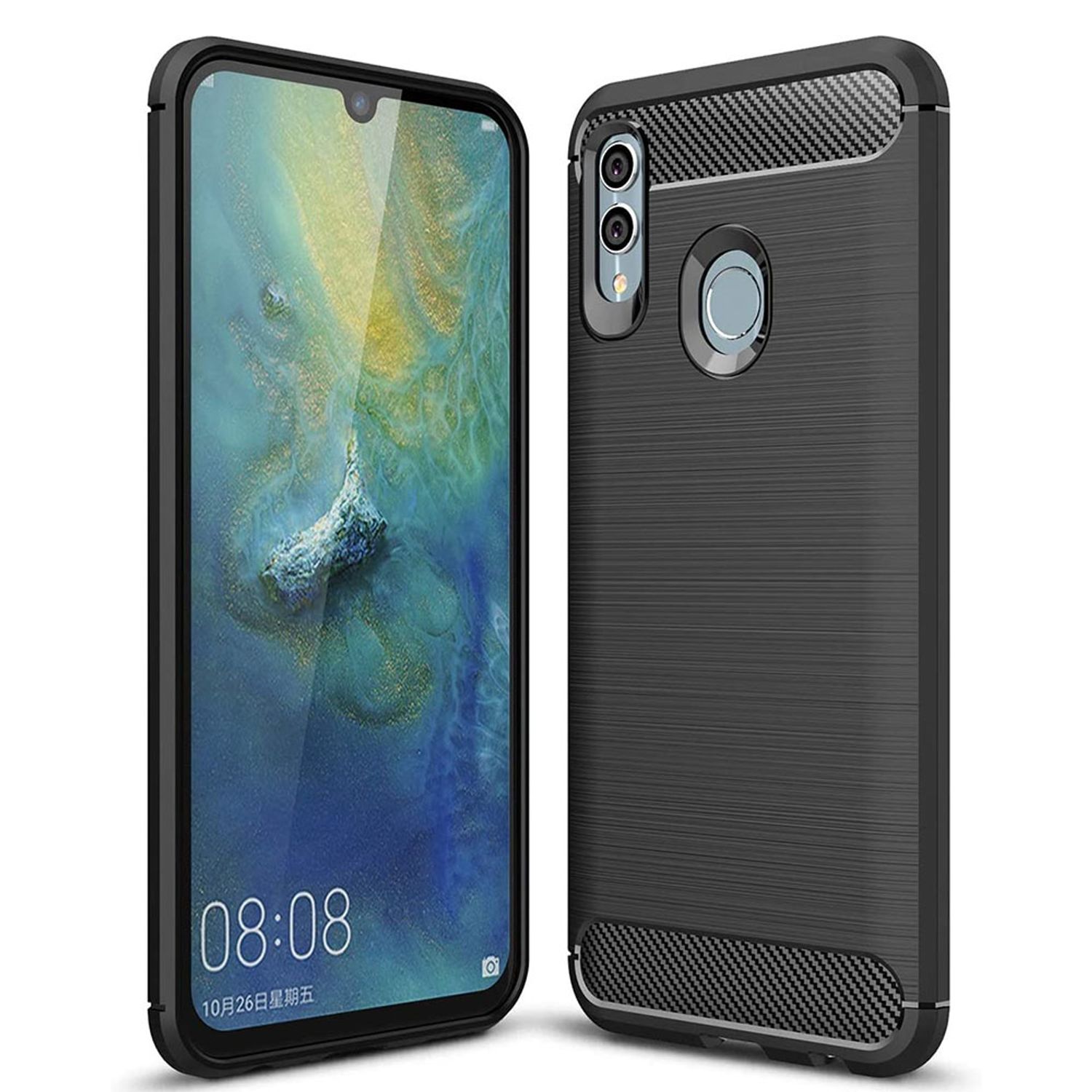 Husa Techsuit - Carbon Silicone - Huawei P Smart 2019 / Honor 10 Lite - Black fotografia produsului