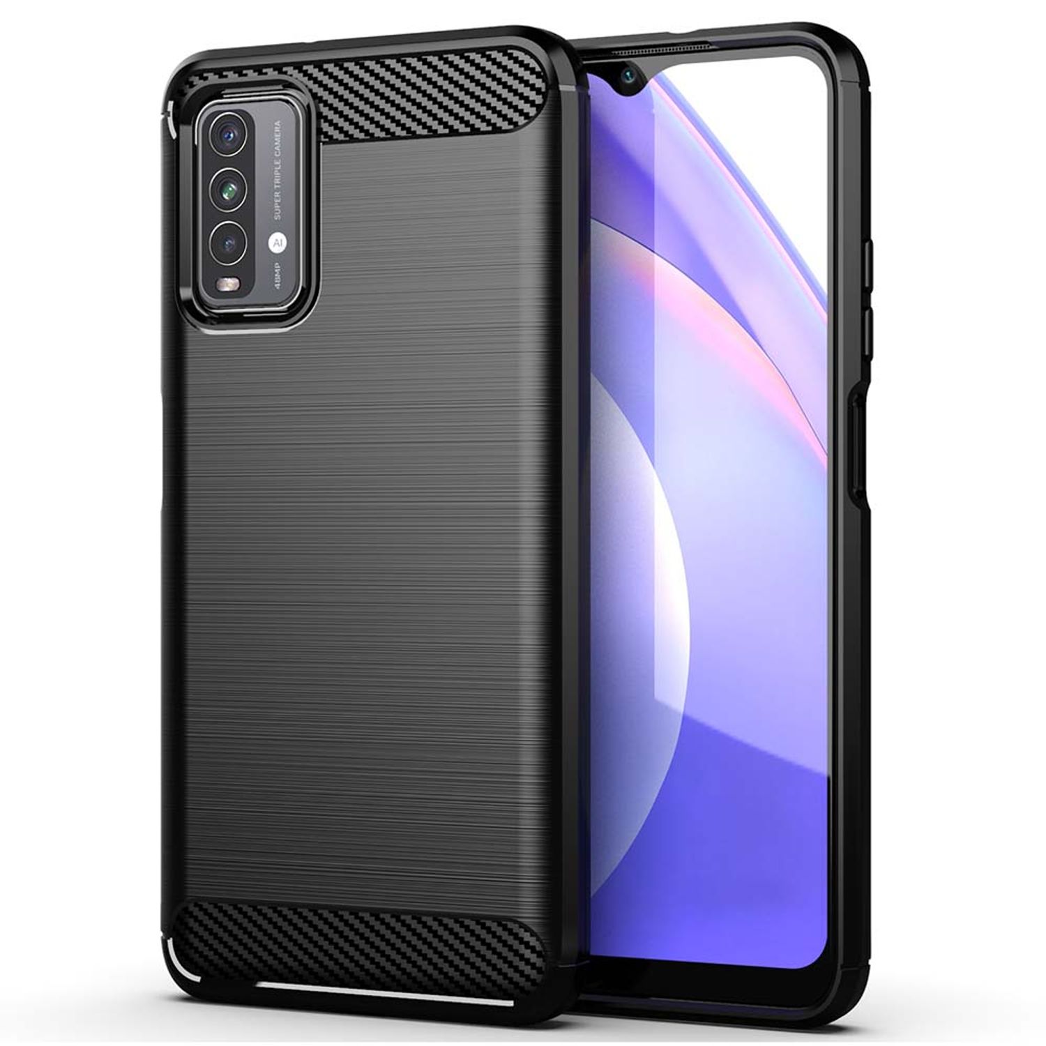 Husa Techsuit - Carbon Silicone - Xiaomi Redmi 9T - Black fotografia produsului