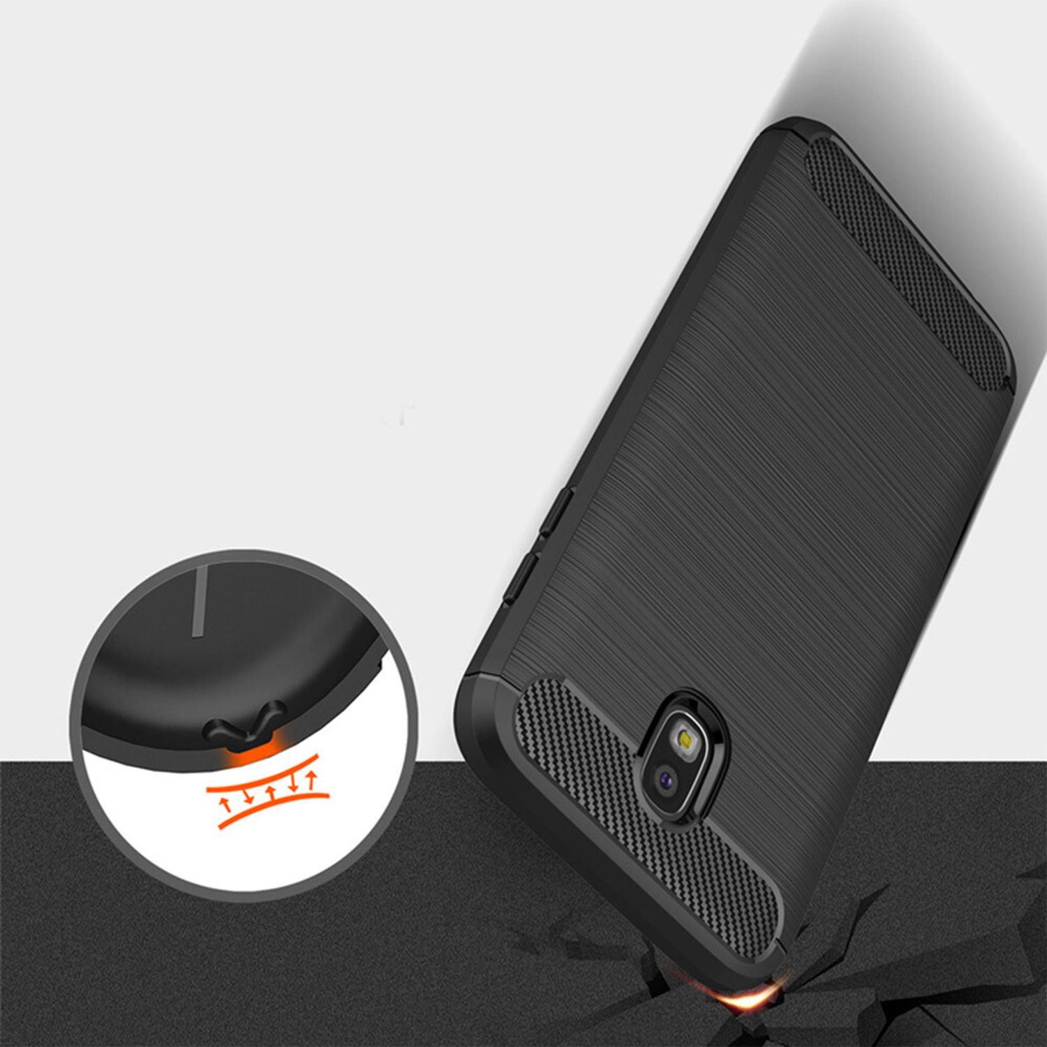 Husa Techsuit - Carbon Silicone - Samsung Galaxy J5 2017 - Black fotografia produsului View 2 L
