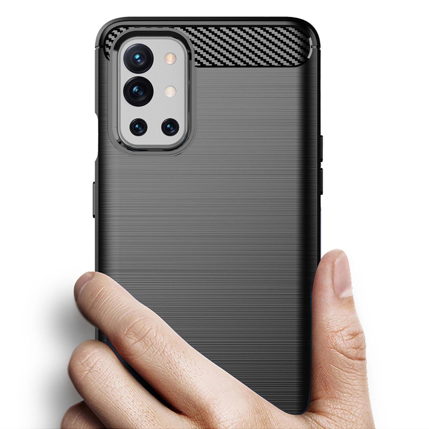 Husa Techsuit - Carbon Silicone - Oneplus 9R - Black fotografia produsului View 2 L