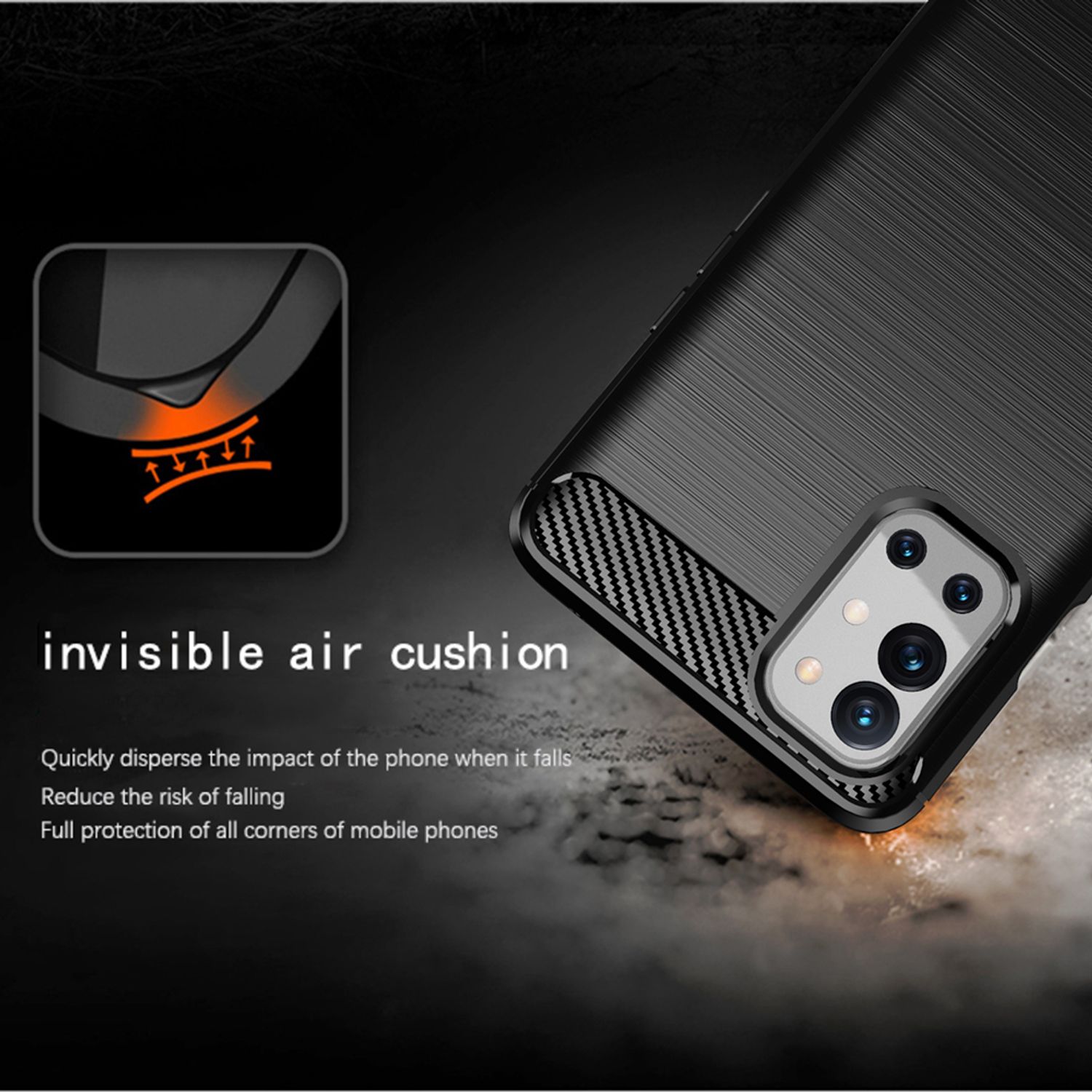Husa Techsuit - Carbon Silicone - Oneplus 9R - Black fotografia produsului View 3 L