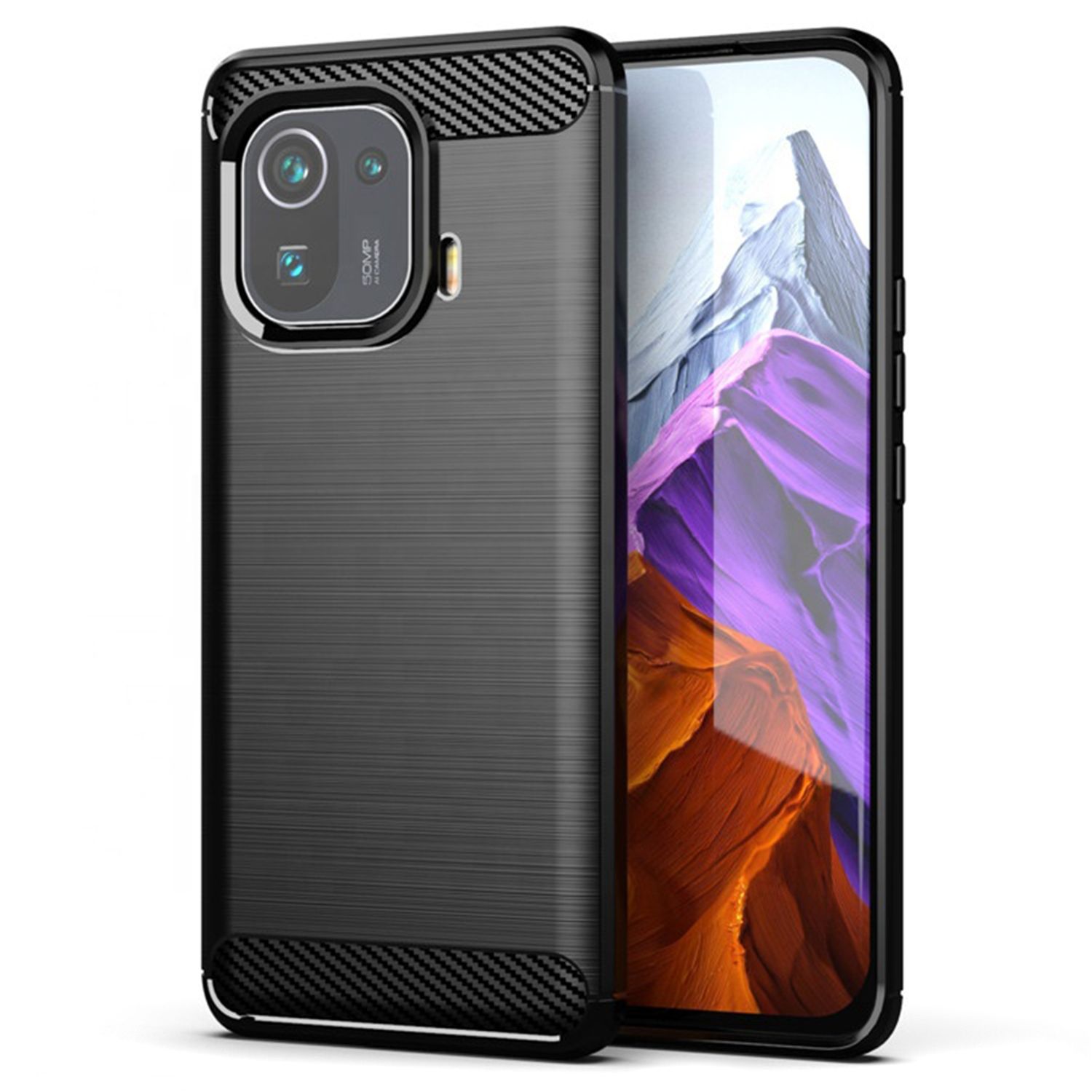 Husa Techsuit - Carbon Silicone - Xiaomi Mi 11 Pro - Black fotografia produsului