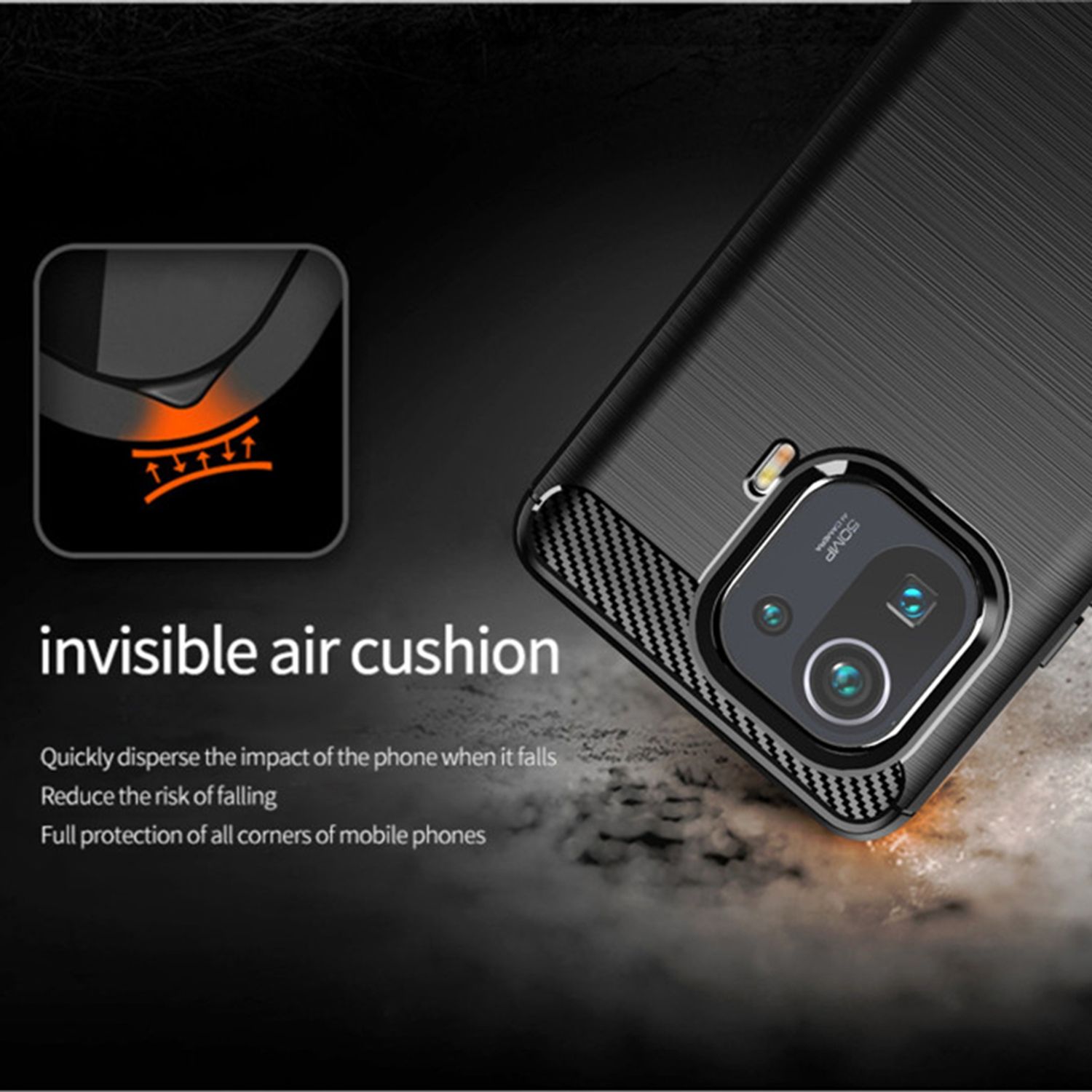 Husa Techsuit - Carbon Silicone - Xiaomi Mi 11 Pro - Black fotografia produsului View 3 L