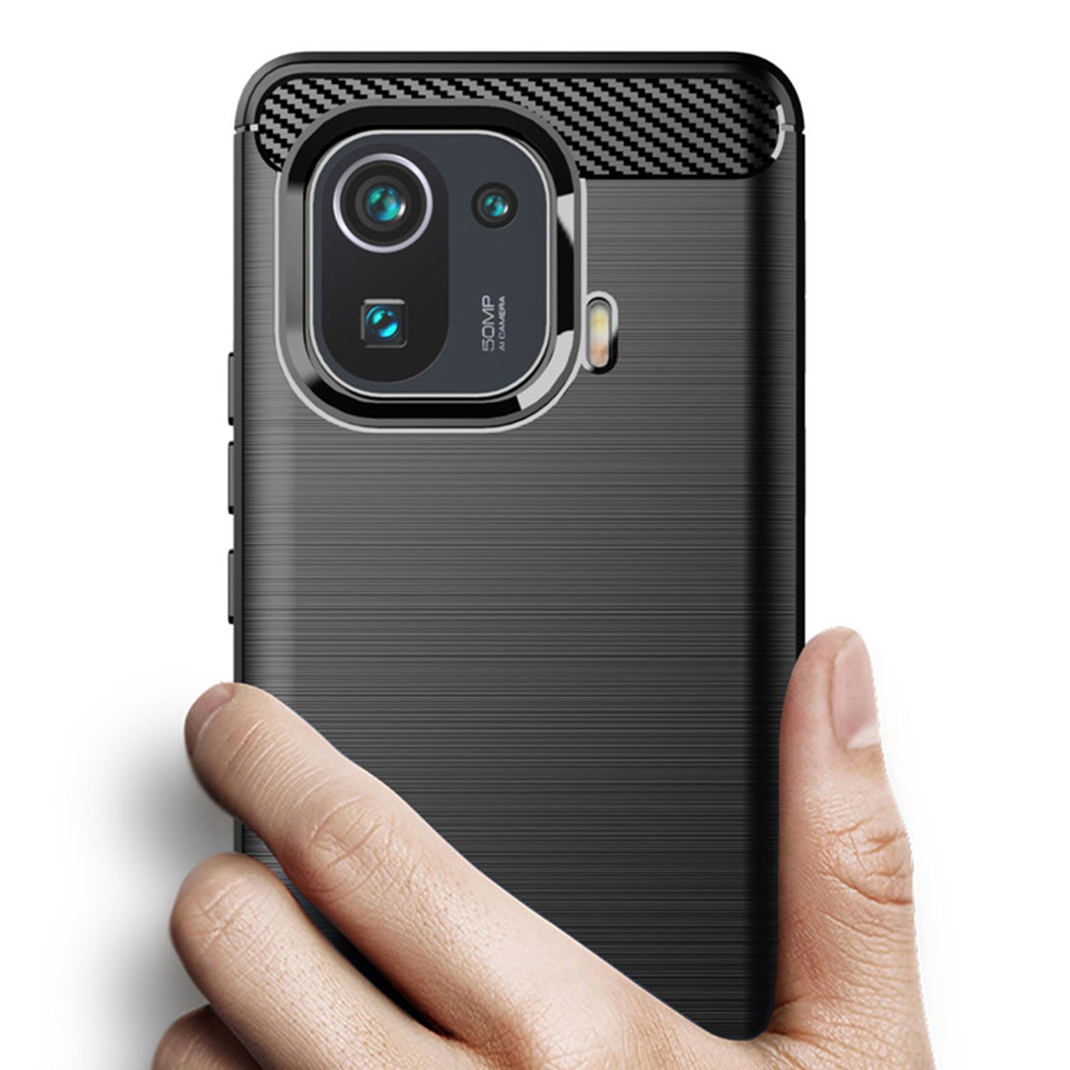 Husa Techsuit - Carbon Silicone - Xiaomi Mi 11 Pro - Black fotografia produsului View 2 L