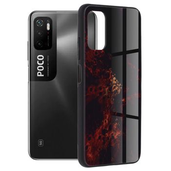 Husa cu spate din sticla techsuit - glaze series - xiaomi poco m3 pro 4g / 5g - red nebula