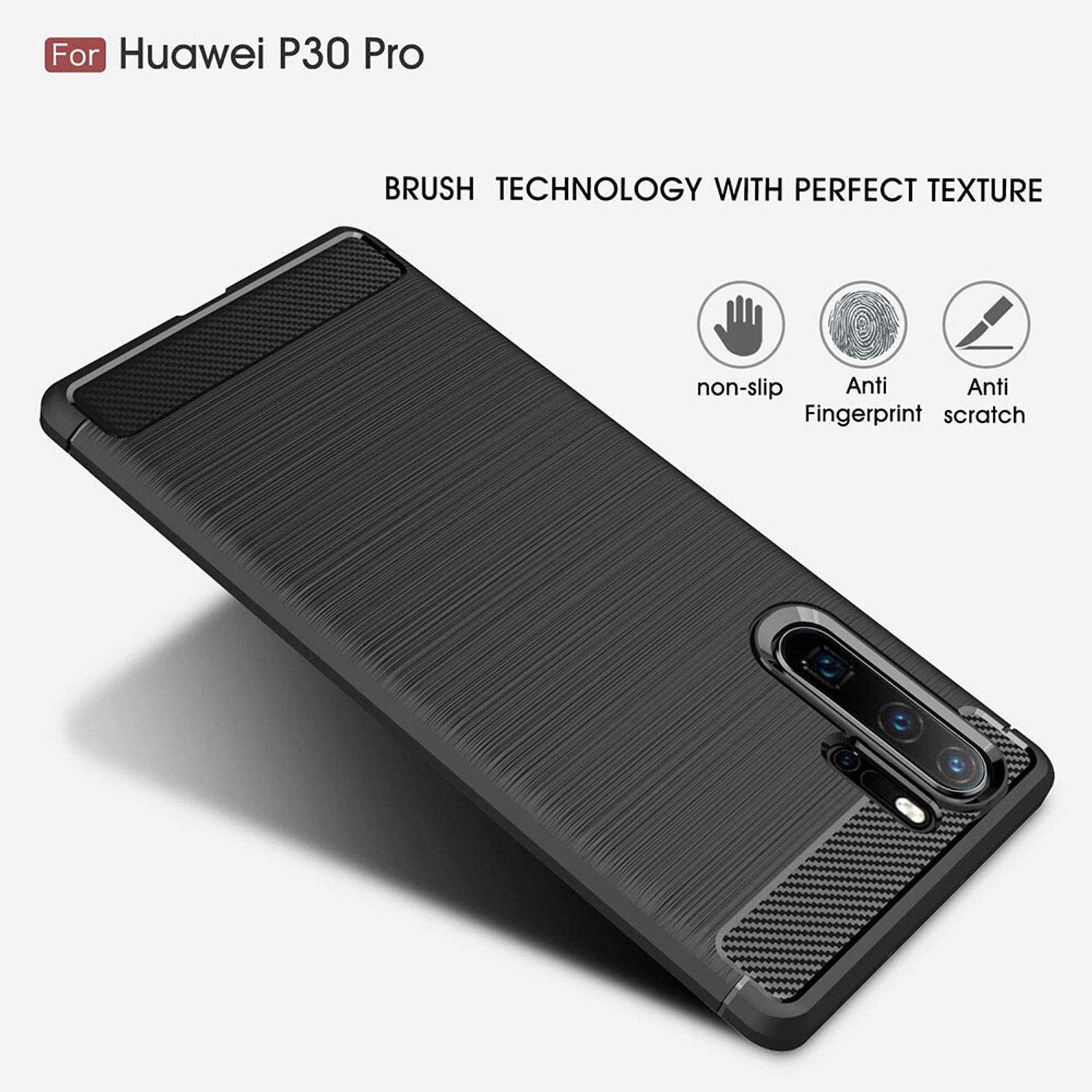 Husa Techsuit - Carbon Silicone - Huawei P30 Pro - Black fotografia produsului View 3 L