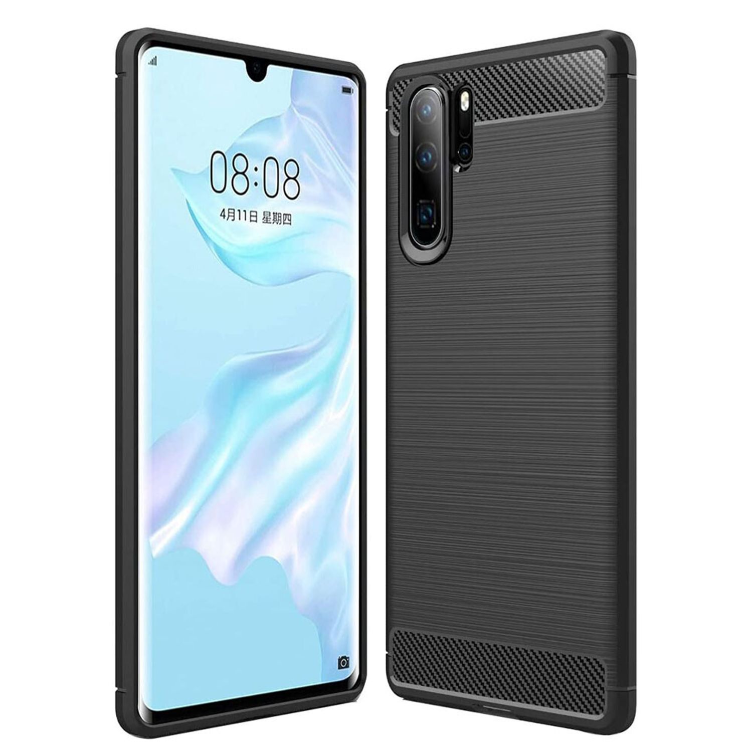 Husa Techsuit - Carbon Silicone - Huawei P30 Pro - Black fotografia produsului