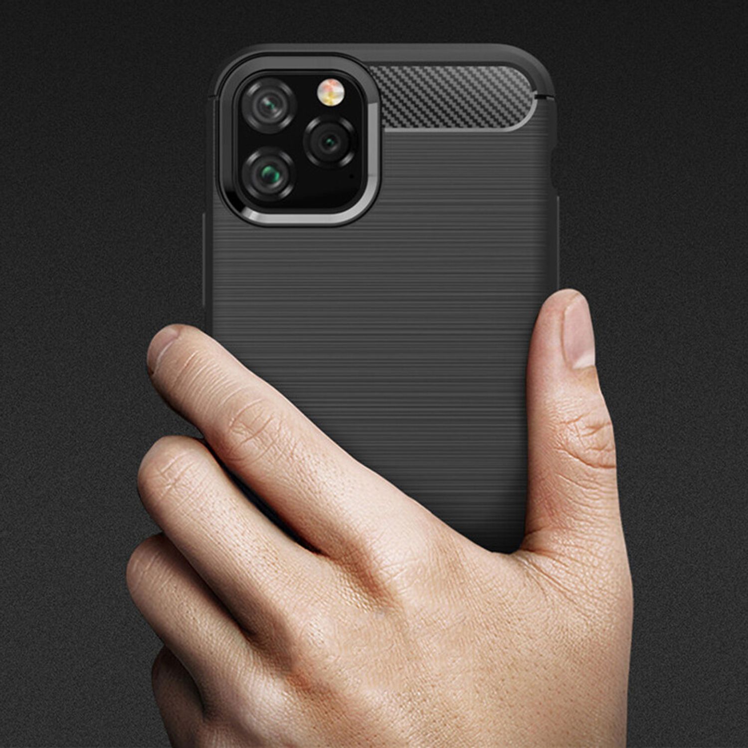 Husa Techsuit - Carbon Silicone - iPhone 12 / 12 Pro - Black fotografia produsului View 3 L