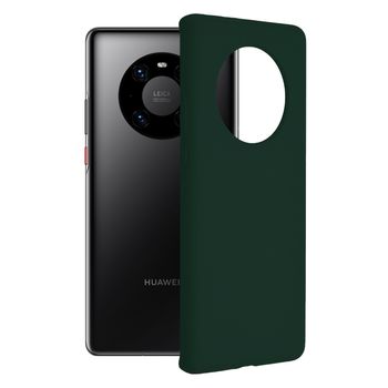 Husa premium techsuit - soft edge silicone - huawei mate 40 pro - dark green