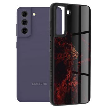 Husa cu spate din sticla techsuit - glaze series - samsung galaxy s21 fe - red nebula