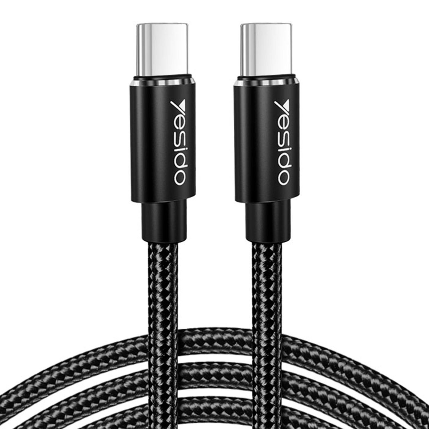 Cablu date Yesido - Type-C to Type-C, 45 W, 3 A, 1.2 m - Black fotografia produsului