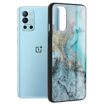 Husa cu spate din sticla techsuit - glaze series - oneplus 9r - blue ocean