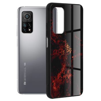 Husa cu spate din sticla techsuit - glaze series - xiaomi mi 10t 5g - red nebula