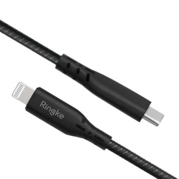 Cablu date premium ringke -mfi (pentru iphone) fast charge - type-c to lightning, 1.2 m - black