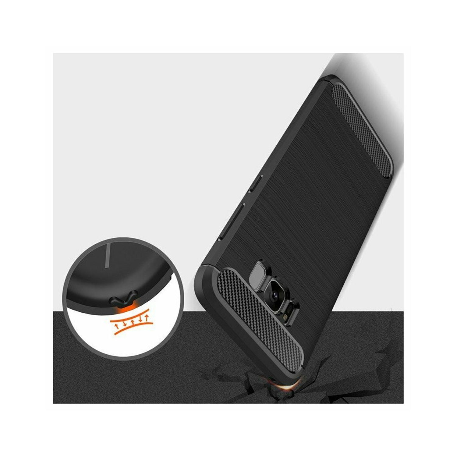 Husa Techsuit - Carbon Silicone - Samsung Galaxy S8 Plus - Black fotografia produsului View 2 L