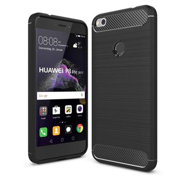 Husa techsuit - carbon silicone - huawei p9 lite 2017, p8 lite 2017 - black