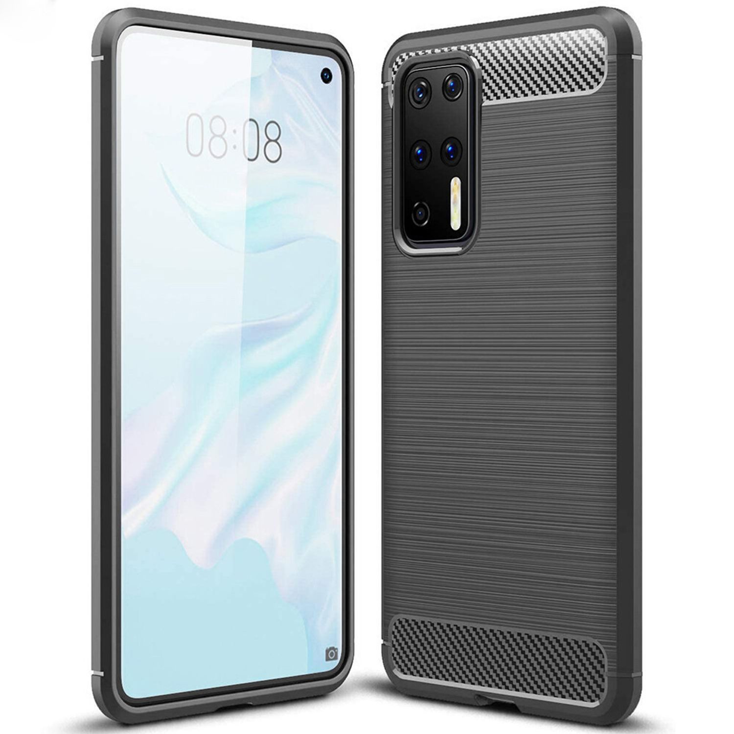 Husa Techsuit - Carbon Silicone - Huawei P40 Pro Plus - Black fotografia produsului