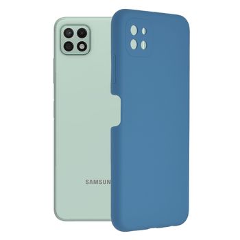 Husa premium techsuit - soft edge silicone - samsung galaxy a22 5g - denim blue