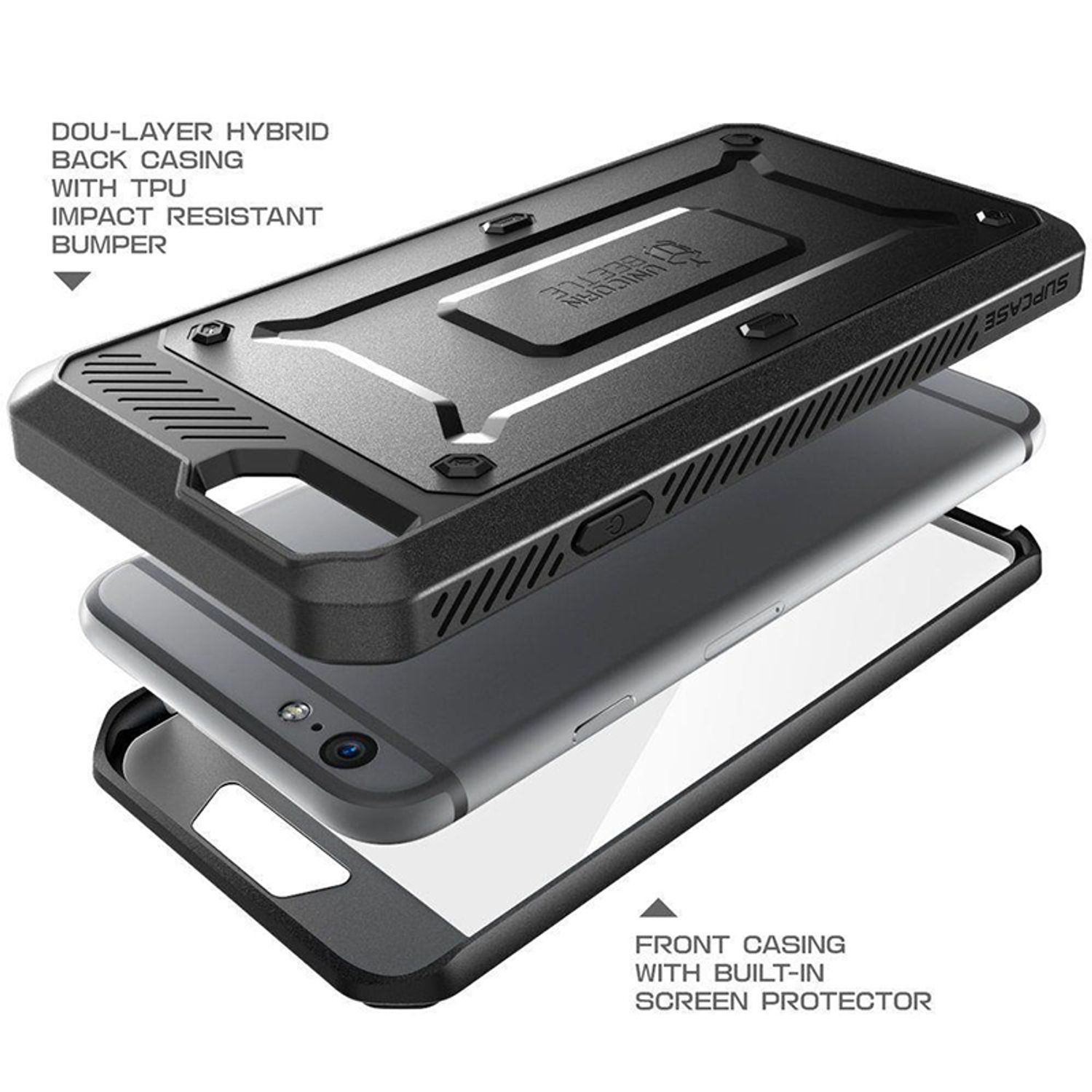 Husa premium Supcase - Unicorn Beetle Pro - iPhone 6 Plus / 6s Plus  - Black fotografia produsului View 3 L