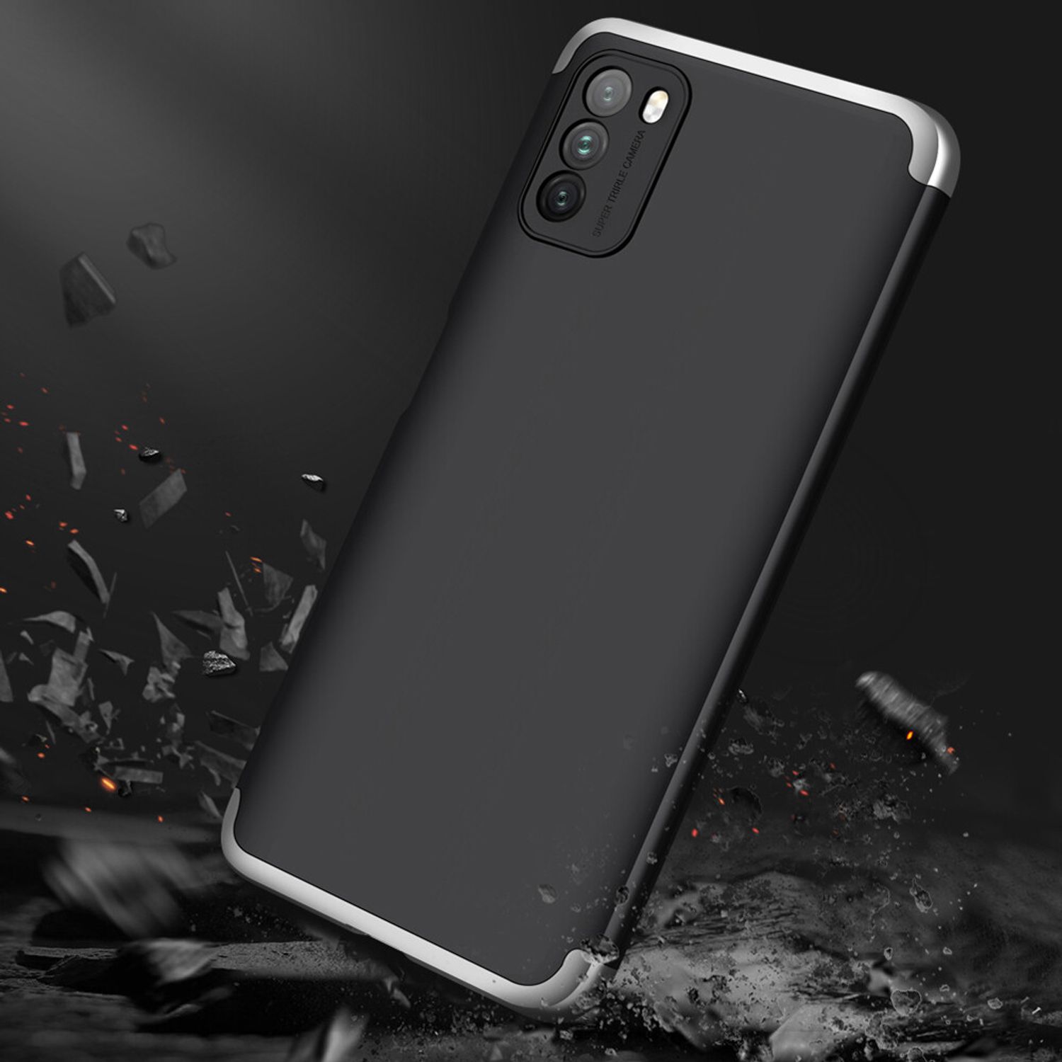 Husa protectie 360 + folie de protectie - Xiaomi Poco M3 - Black fotografia produsului View 3 L