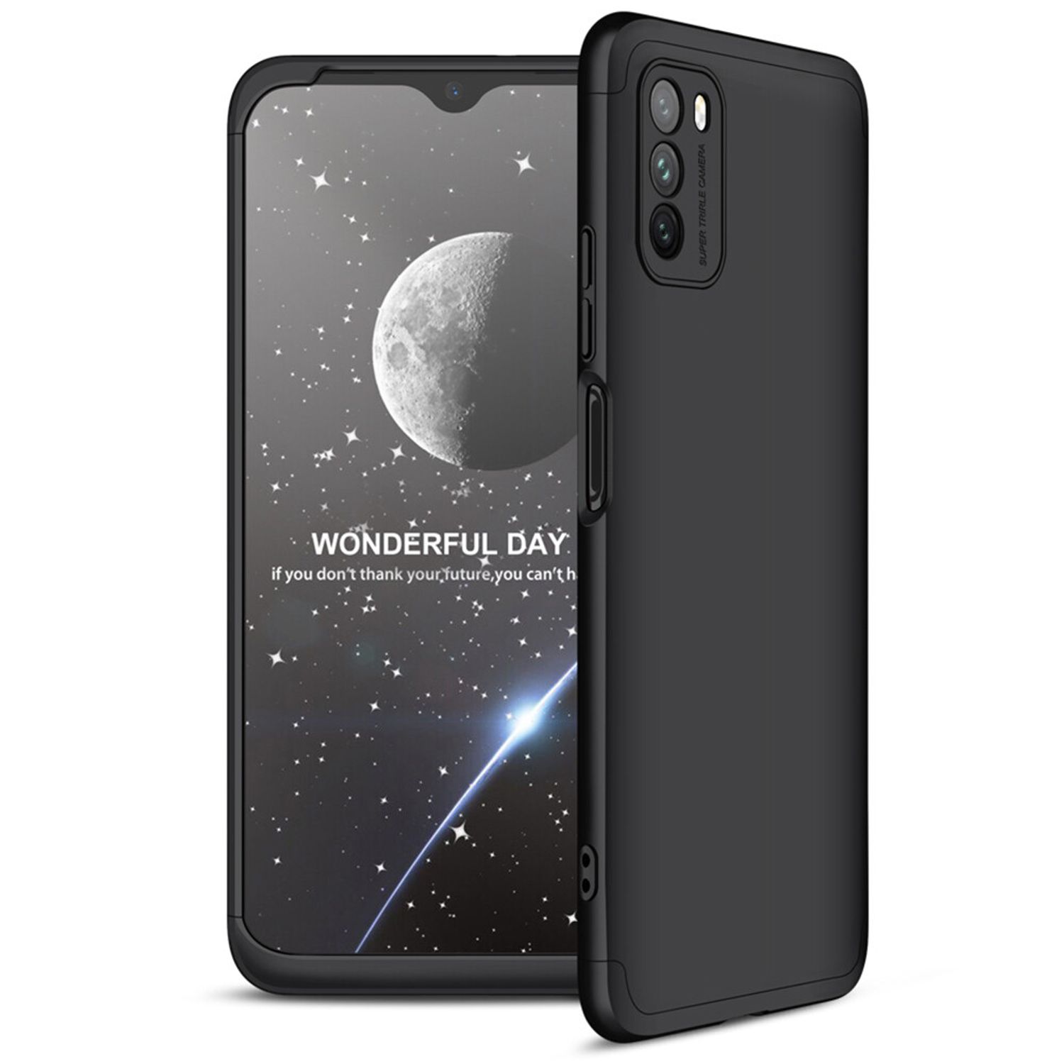 Husa protectie 360 + folie de protectie - Xiaomi Poco M3 - Black fotografia produsului View 2 L