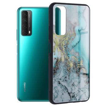 Husa cu spate din sticla techsuit - glaze series - huawei p smart 2021 - blue ocean
