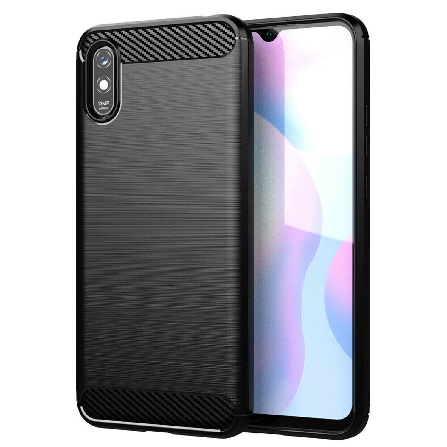 Husa Techsuit - Carbon Silicone - Xiaomi Redmi 9A - Black fotografia produsului