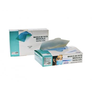 Masca de fata medicala pentru copii, 20 bucati/cutie