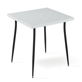 Masa raki carmen 80x80xh75cm cu blat antistatic culoare alb/negru