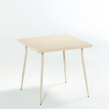Masa patrata raki carmen ratan 80x80xh75,5cm din polipropilena cu fibra de sticla culoare cappuccino imitatie ratan