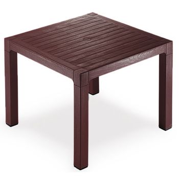 Masa raki classi wood patrata 90x90xh75cm polipropilena/fibra sticla culoare cafea